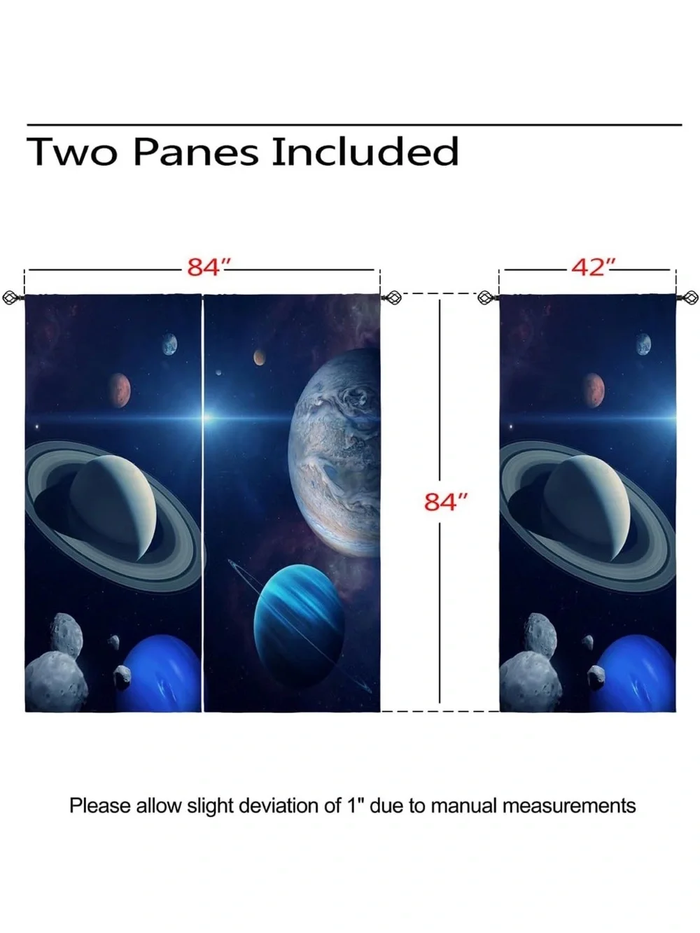 Galaxy Space Planet Curtains - Blue Nebula Print